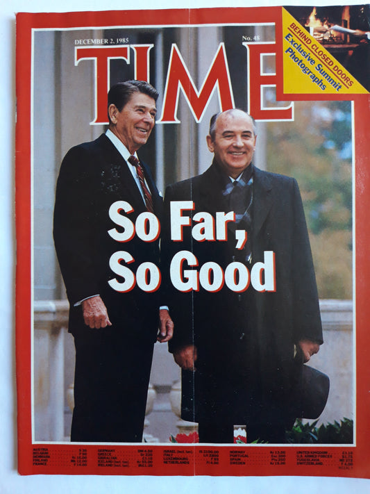 Time magazine So Far, So Goof Ronald Reagan Mikhail Gorbachev 02.12.1985 Dezember 1985 No.48