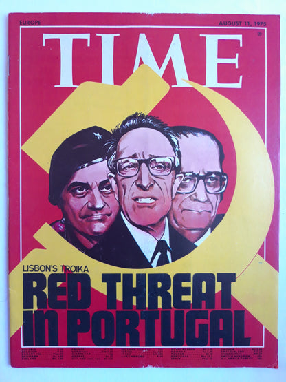 Time magazine Lisbon`s Troika Red Threat in Portugal 11.08.1975 August 1975