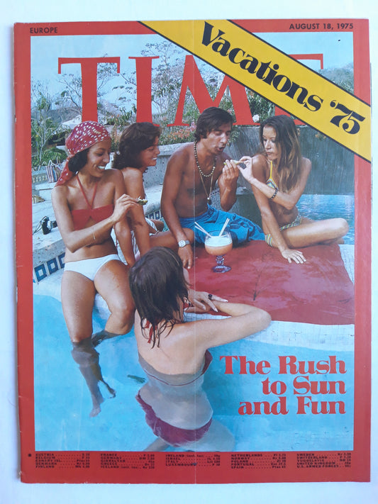 Time magazine Vacation `75 The Rush to Sun and Fun 18.08.1975 August 1975