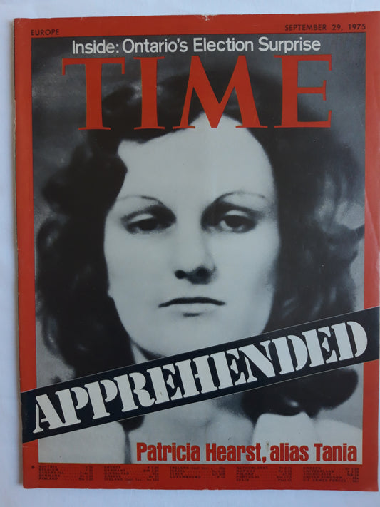 Time magazine Apprehended Patricia Hearst, alias Tania 29.09.1975 September 1975
