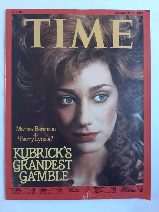 Time magazine Marisa Berenson in "Barry Lyndon" Kubrick´s Grandest Gamble 15.12.1975 Dezember 1975