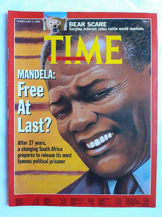 Time magazine Nelson Mandela Free At Last? South Africa Bear Scare 05.02.1990 05. Februar 1990 No.6
