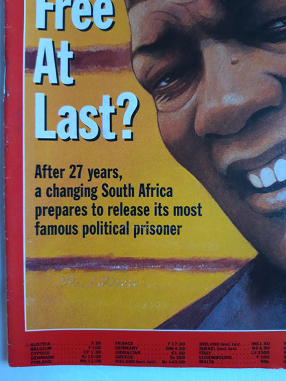 Time magazine Nelson Mandela Free At Last? South Africa Bear Scare 05.02.1990 05. Februar 1990 No.6