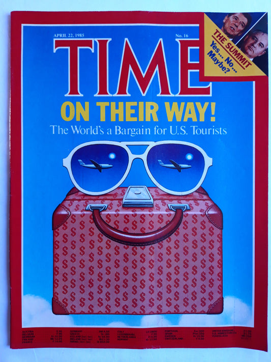 Time magazine On their Way! The World`s Bargain for U.S. Tourists The Summit 22.04.1985 22.April 1985 No.16