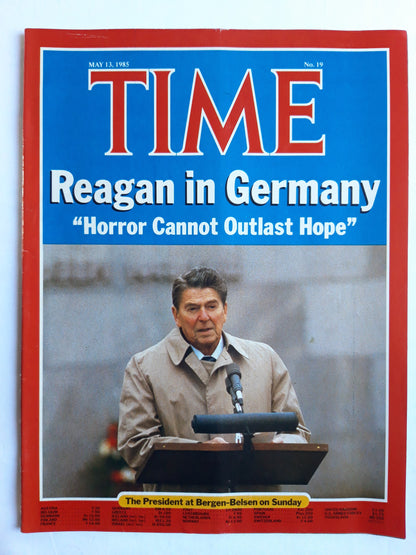 Time magazine Ronald Reagan in Germany Bergen-Belsen Horror Cannot Outlast Hope 13.05.1985 Mai 1985 No.19