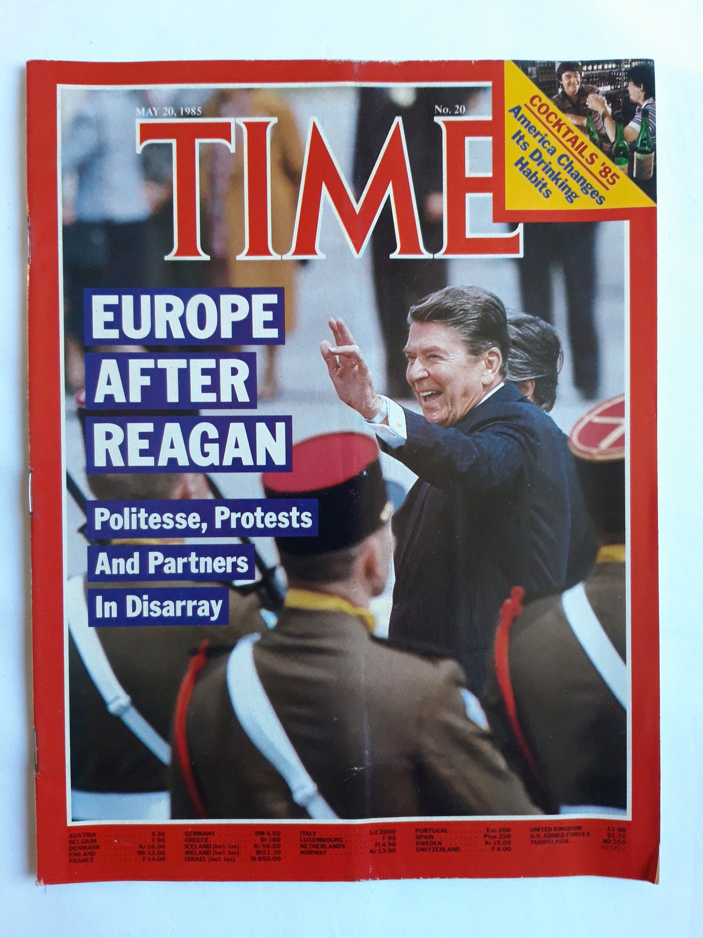 Time magazine Europe Arfer Ronald Reagan Cocktails `85 20.05.1985 Mai 1985 No.20