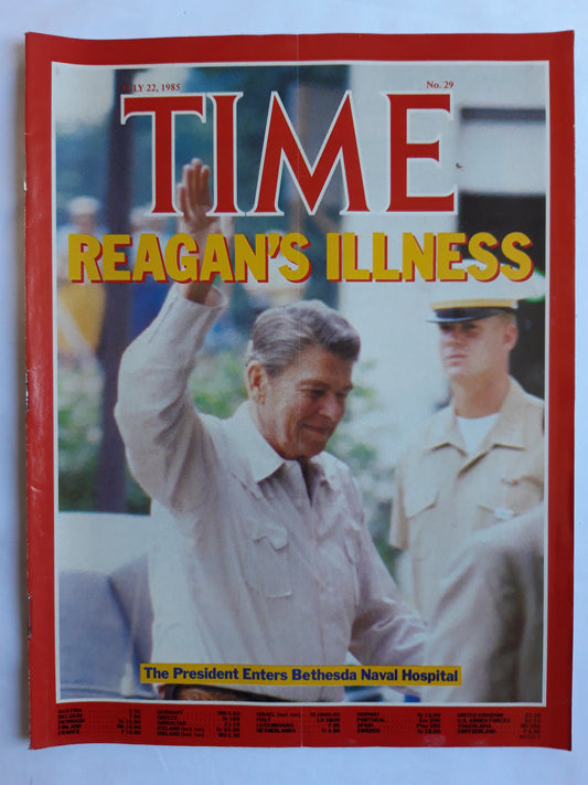 Time magazine Ronald Reagan Illness The President Enters Bethesda Naval Hospital 22.07.1985 Juli 1985 No.29