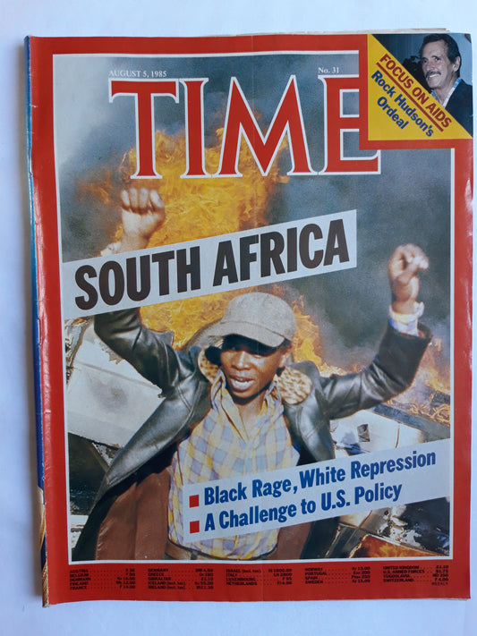 Time magazine South Africa Black Rage White Repression Focus on AIDS Rock Hudson´s Ordeal 05.08.1985 August 1985 No.31