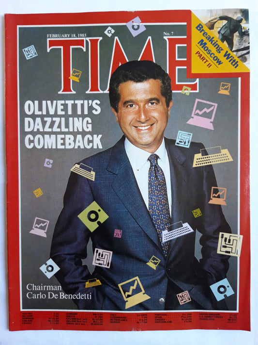 Time magazine Chairman Carlo De Benedetti Olivetti Breaking with Moscow 18.02.1985 Februar 1985 No.7