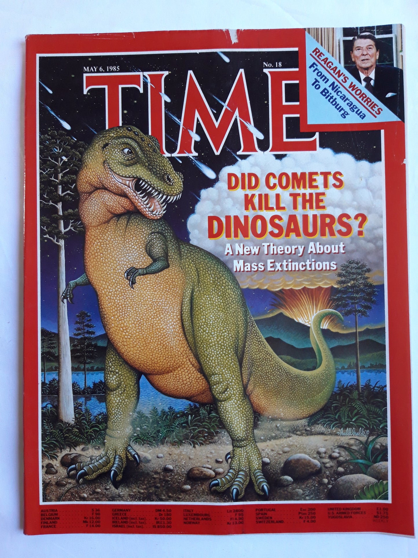 Time magazine Did Comets Kill The Dinosaurs? A New Theory About Mass Extinctions Ronald Reagan´s Worries From Nicaragua To Bitburg 06.05.1985 Mai 1985 No.18