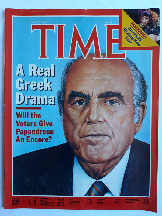 Time magazine A Real Greek Drama Papandreou Madonna America´s Sizzling New Star 27.05.1985 Mai 1985 No.21