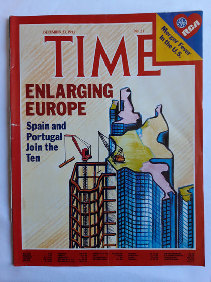 Time magazine Enlarging Europe Spain and Portugal Join the Ten Merger Fever on the U.S. 23.12.1985 Dezember 1985 No.51