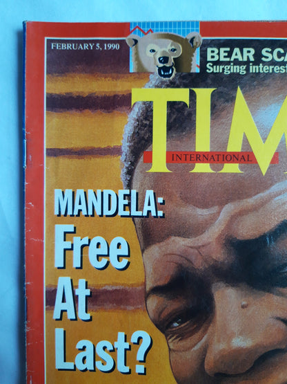 Time magazine Nelson Mandela Free At Last? South Africa Bear Scare 05.02.1990 05. Februar 1990 No.6