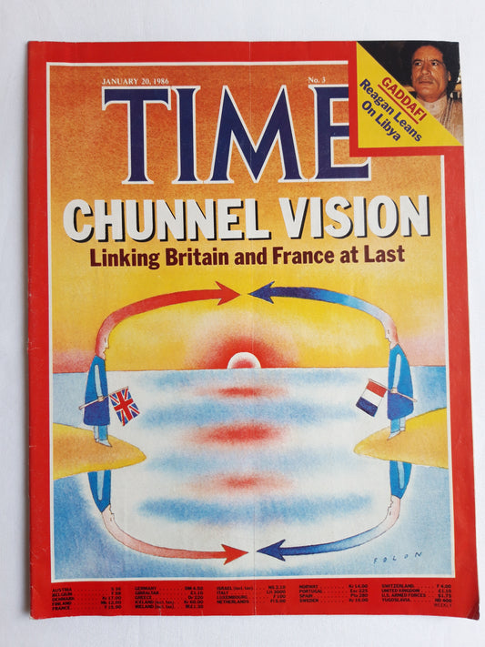 Time magazine Chunnel Vision Linking Britain and France at Last Gaddafi 20.01.1986 Januar 1986 No.3