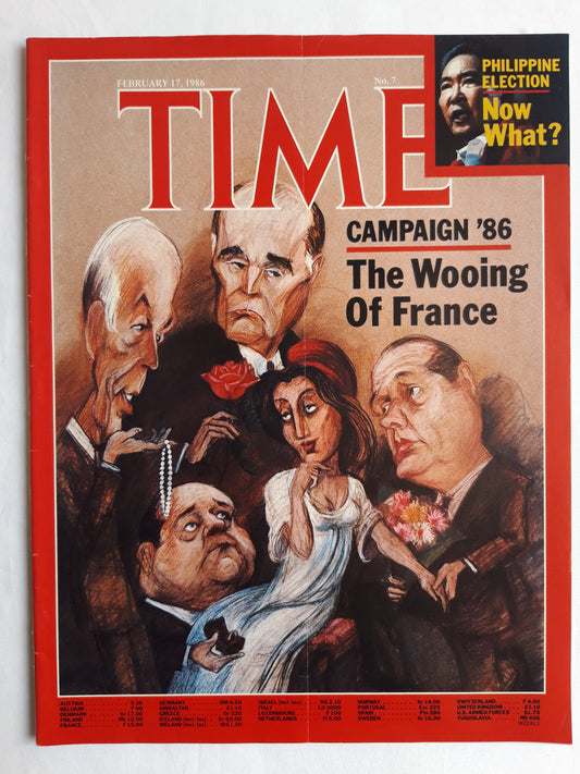 Time magazine Campaign ´86 The Wooing Of France Philippine Election Now What? 17.02.1986 Februar 1986 No.7