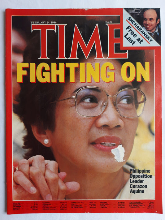 Time magazine Fighting on Philippine Opposition Leader Corazon Aquino 24.02.1986 Februar 1986 No.8