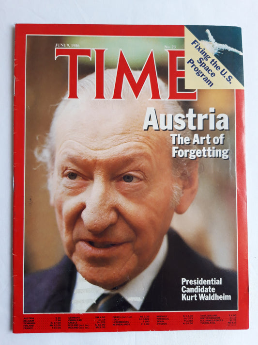 Time magazine Austria The Art of Forgetting Presidental Candidate Kurt Waldheim Fixing the U.S. Space Program 09.06.1986 Juni 1986 No.23