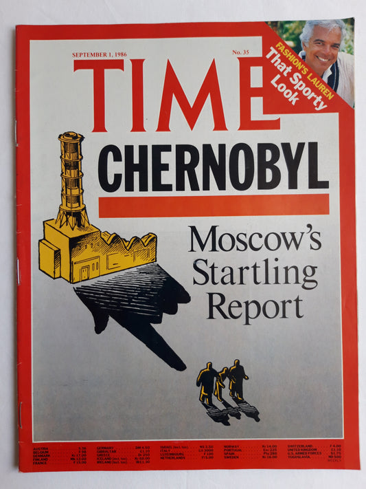 Time magazine Chernobyl Moscow´s Startling Report Fashion`s Lauren That Sporty Look 01.09.1986 September 1986 No.35