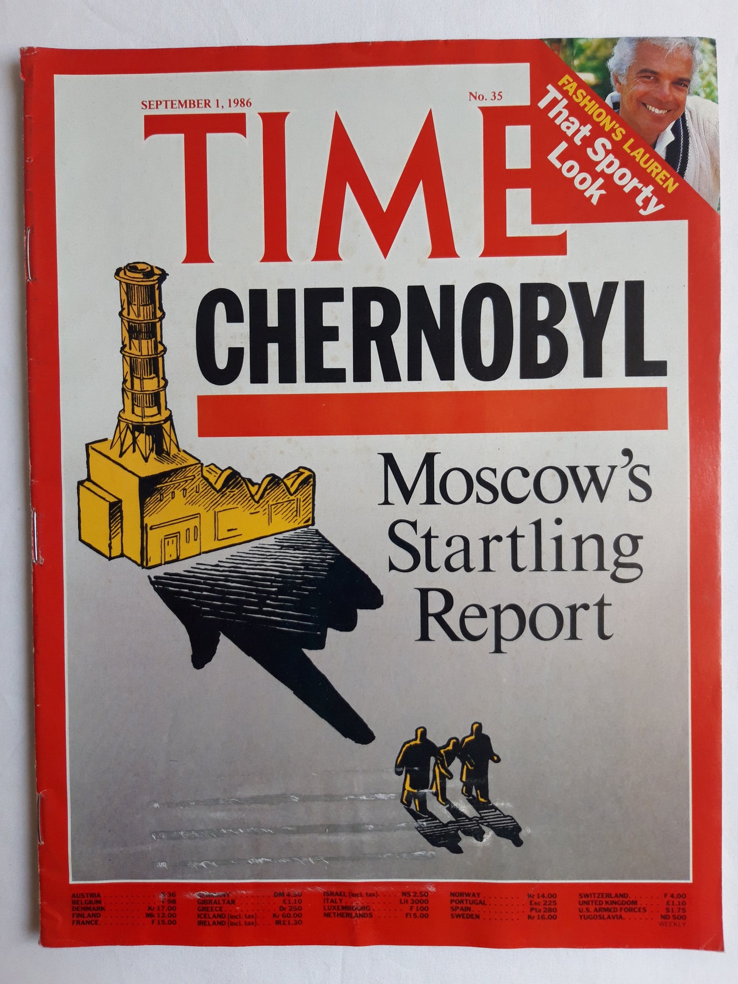 Time magazine Chernobyl Moscow´s Startling Report Fashion`s Lauren That Sporty Look 01.09.1986 September 1986 No.35
