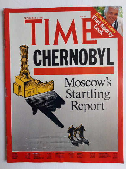 Time magazine Chernobyl Moscow´s Startling Report Fashion`s Lauren That Sporty Look 01.09.1986 September 1986 No.35