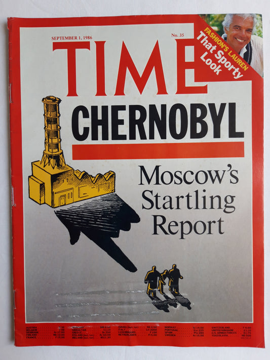 Time magazine Chernobyl Moscow´s Startling Report Fashion`s Lauren That Sporty Look 01.09.1986 September 1986 No.35
