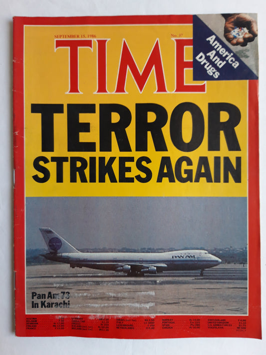 Time magazine Terror Strikes Again Pan Am 73 In Karachi America And Drugs 15.09.1986 September 1986 No.37