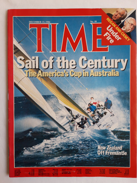 Time magazine Sail of the Century The America`s Cup in Australia New Zealand Off Fremantle Regan and Casey Under Fire 15.12.1986 Dezember 1986 No.50