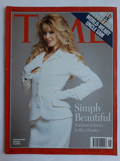 Time magazine Simply Beautiful Fashion returns to the classic Supermodel Claudia Schiffer World-Weary Uncle Sam 17.04.1995 April 1995