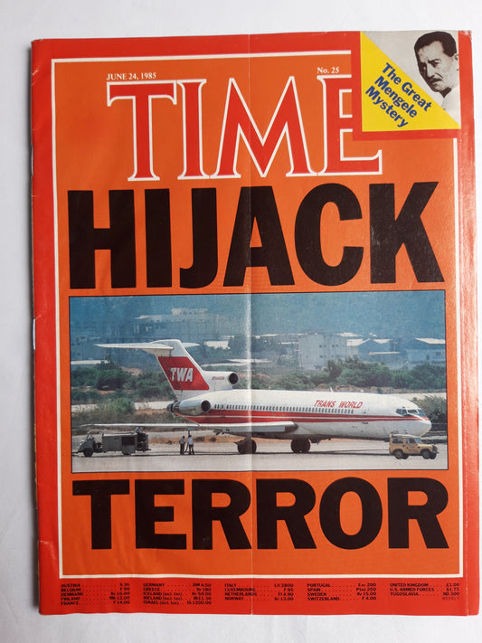 Time magazine Hijack Terror The Great Mengele Mystery 24.06.1985 Juni 1985 No.25