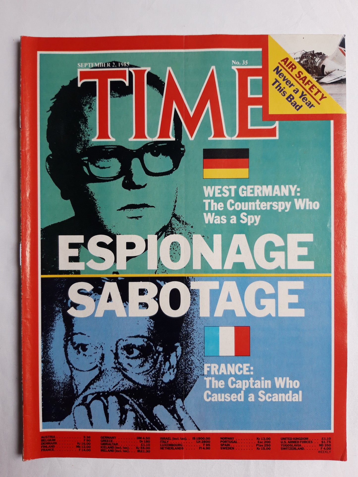 Time magazine Espionage Sabotage West Germany France Air Safety 02.09.1985 September 1985 No.35