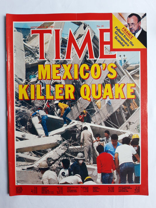 Time magazine Mexico`s Killer Quake France Fallout from the Greenpeace Scandal 30.09.1985 No.39