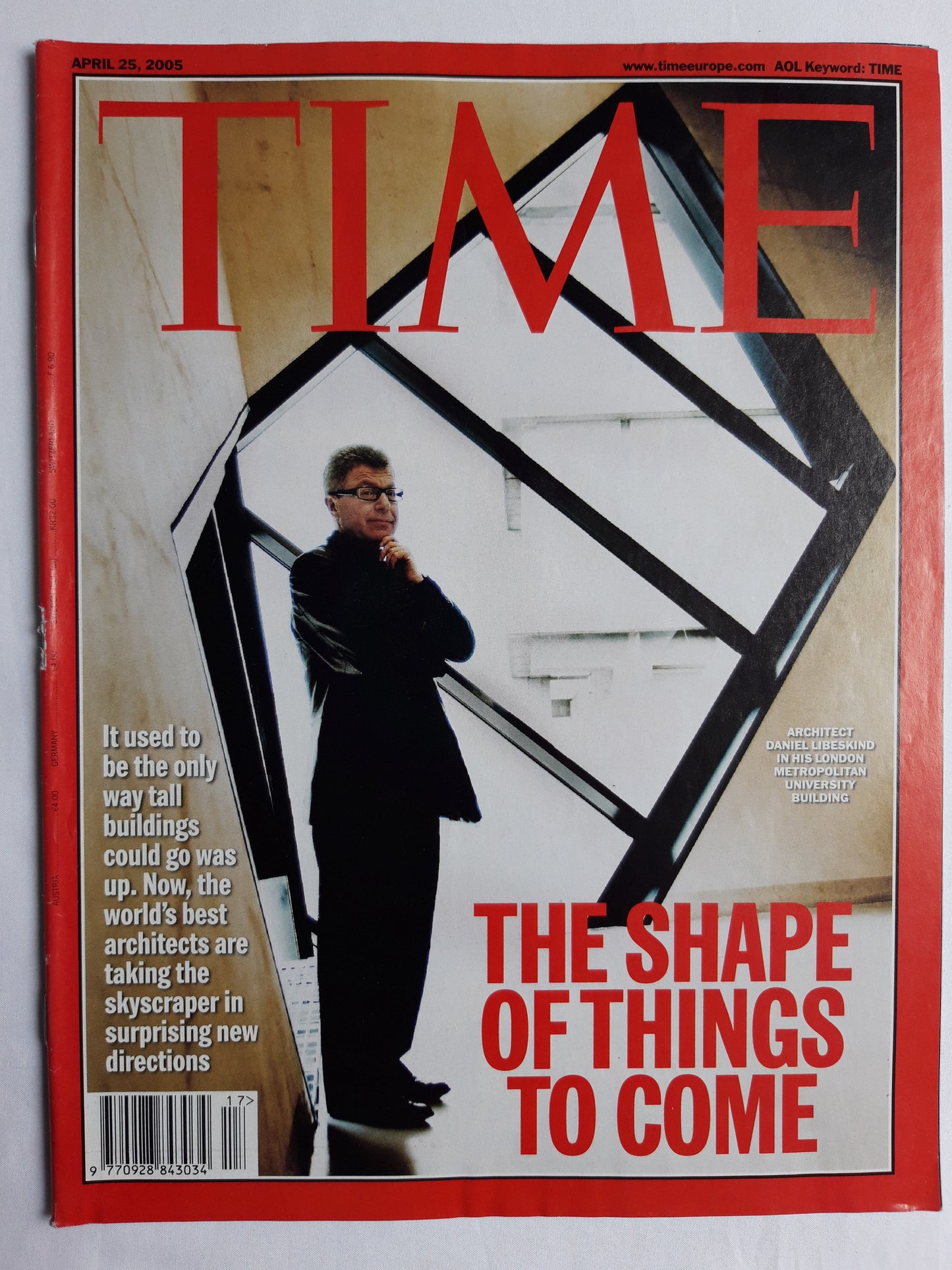 Time magazine The shape of things to come Architect Daniel Libeskind in his London Metropolitan University Building 25.04.2005 April 2005