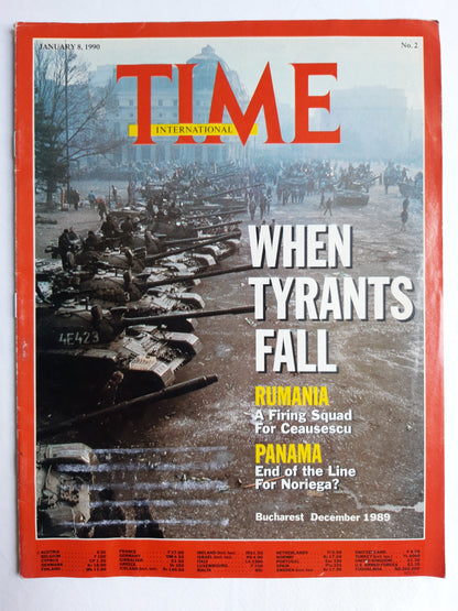 Time magazine When Tyrants Fall Rumania Ceausescu Panama Noriega Bucharest December 1989 08.01.1990 Januar 1990 No.2