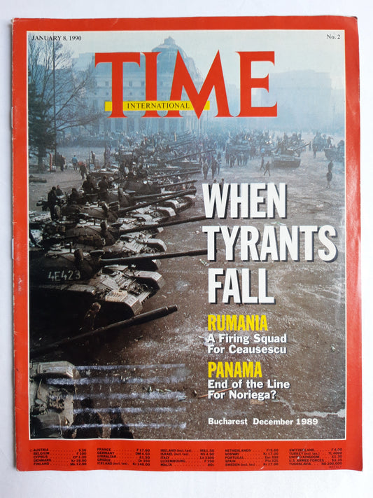 Time magazine When Tyrants Fall Rumania Ceausescu Panama Noriega Bucharest December 1989 08.01.1990 Januar 1990 No.2