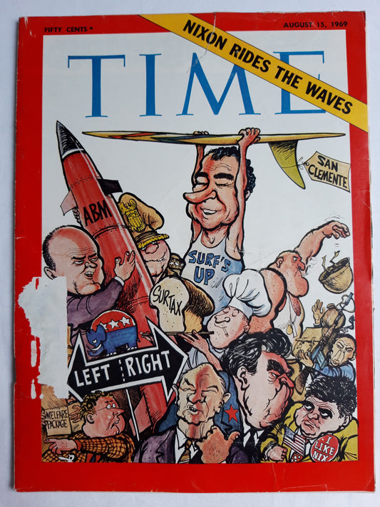 Time magazine Richard Nixon Rides The Waves15.08.1969 August 1969 Fifty Cents