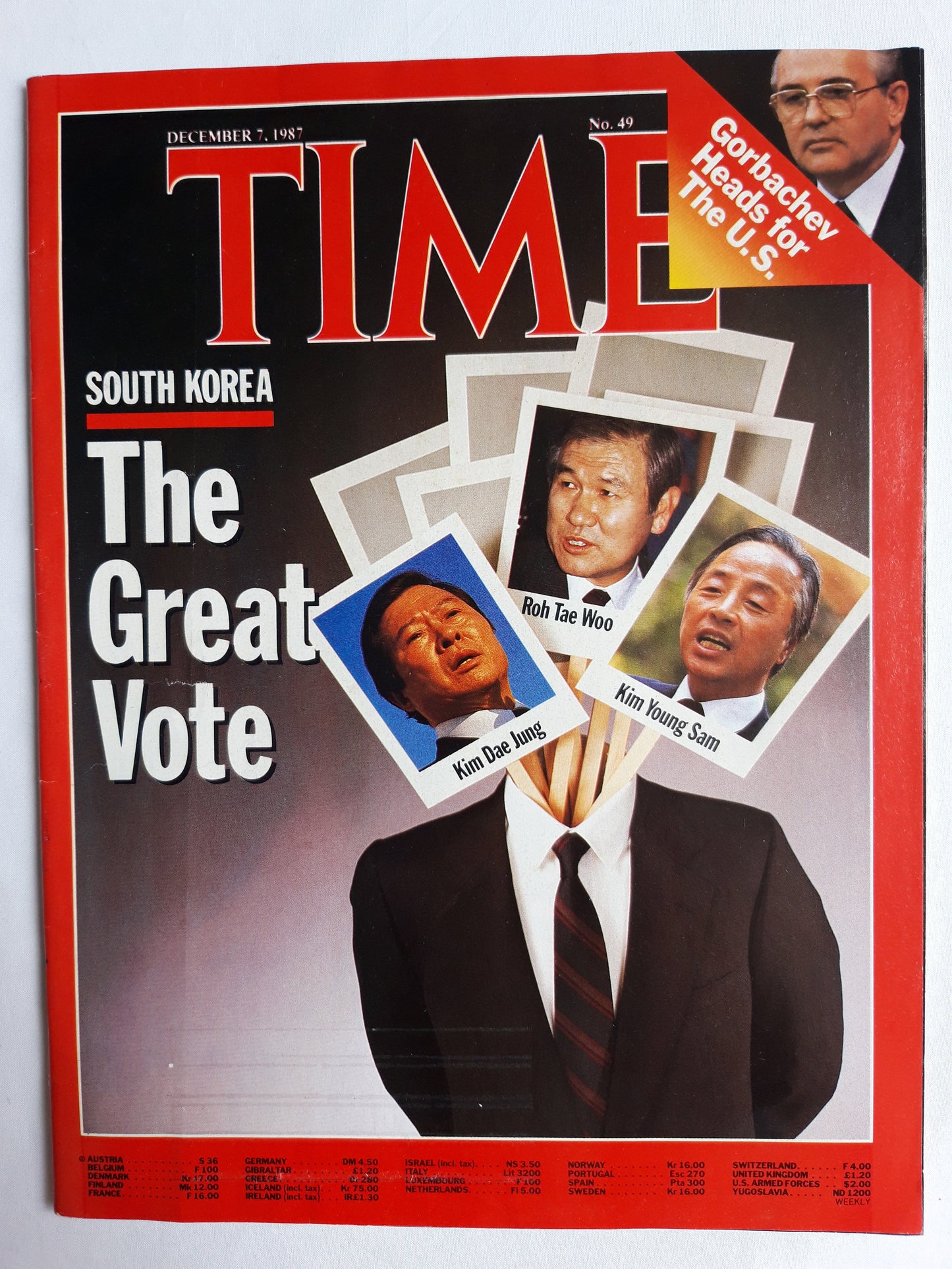 Time magazine South Korea The Great Vote Gorbachev Heads for The U.S. 07.12.1987 Dezember 1987 No.49