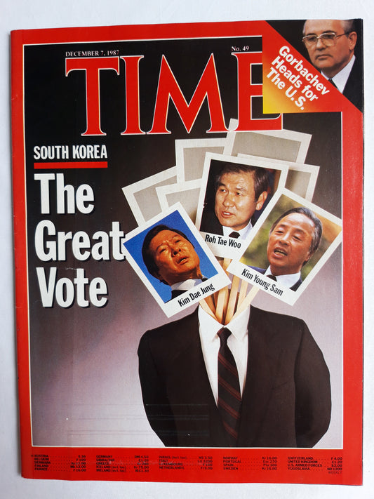 Time magazine South Korea The Great Vote Gorbachev Heads for The U.S. 07.12.1987 Dezember 1987 No.49