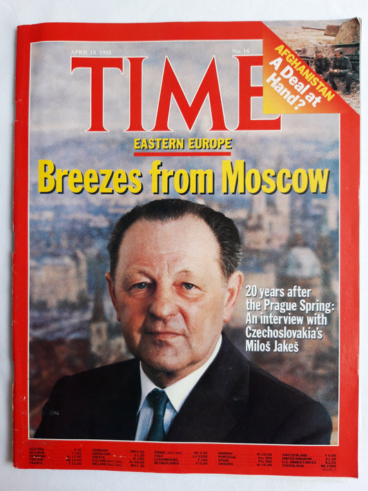 Time magazine Eastern Europe Breezes from Moscow 20 years after the Prague Spring: An interview with Czechoslavakia`s Milos Jakes Afganistan A Deal at Hand? 18.04.1988 April 1988 No.16