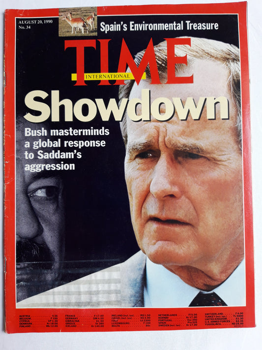 Time magazine Showdown Bush masterminds a global response to Saddam`s aggression Spain`s Environmental Treasure 20.08.1990 August 1990 No.34