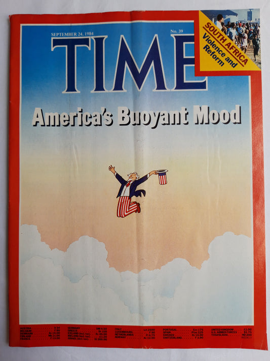 Time magazine America`s Buoyant Mood South Africa 24.09.1984 September 1984 No.39