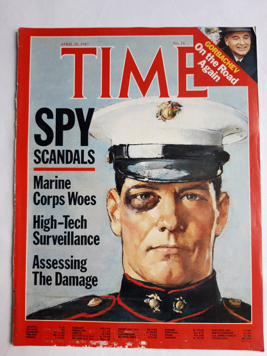 Time magazine Spy Scandals Marine Corps Woes High-Tech Surveillance Assessing The Damage Mikhail Gorbachev On the Road Again 20.04.1987 April 1987 No.17