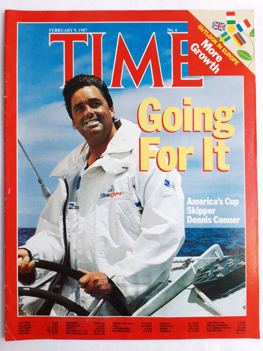 Time magazine Going For It America`s Cup Dennis Conner Outlook in Europe More Growth 09.02.1987 Februar 1987 No.6