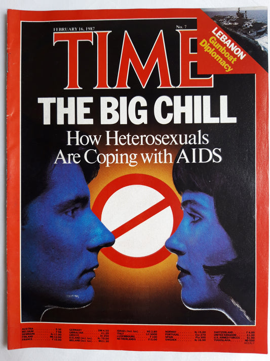 Time magazine The Big Chill How Heterosexuals Are Coping with AIDS Lebanon Gunboat Diplomacy 16.02.1987 Februar 1987 No.7