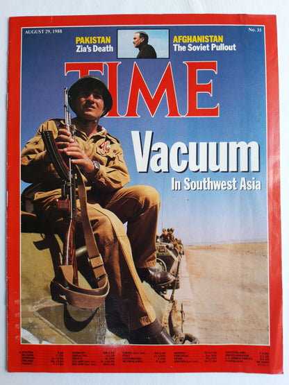 Time magazine Vacuum In Southwest Asia Pakistan Zia`s Death Afhhanistan The Soviet Pullout 29.08.1988 August 1988 No.35