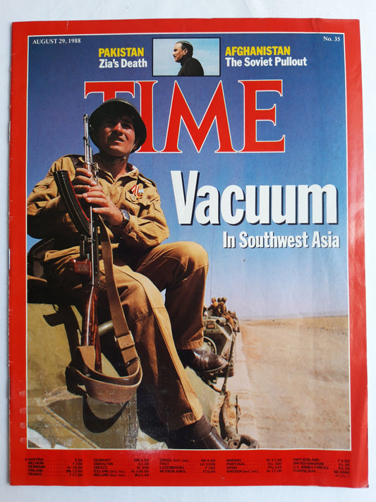 Time magazine Vacuum In Southwest Asia Pakistan Zia`s Death Afhhanistan The Soviet Pullout 29.08.1988 August 1988 No.35