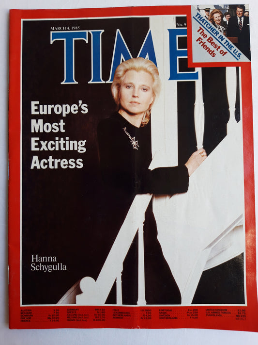 Time magazine Europe`s Most Exciting Actress Hanna Schygulla Tatcher in the U.S. 04.03.1985 März 1985 No.9