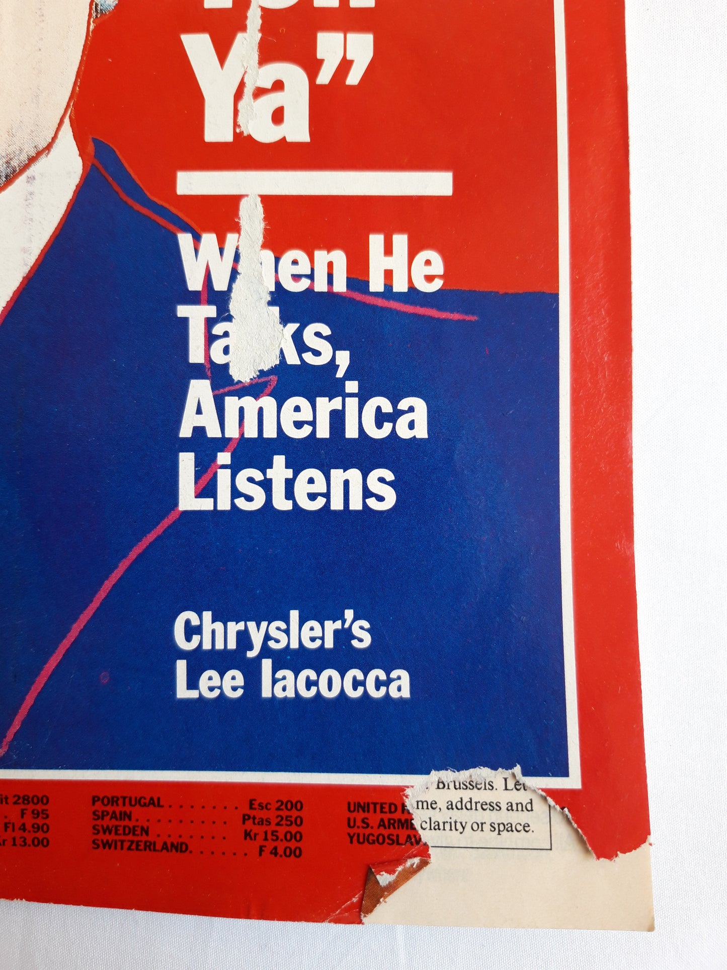 Time magazine I Gotta Tell Ya When He Talks, America Listens Chrysler`s Lee Iacocca World Cup Switzerland`s Sizzling Skiers 01.04.1985 April 1985 No.13