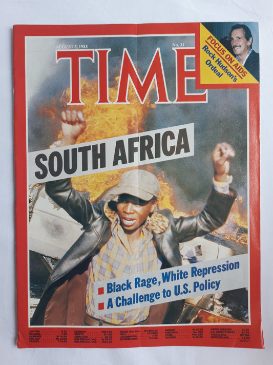 Time magazine South Africa Black Rage White Repression Focus on AIDS Rock Hudson´s Ordeal 05.08.1985 August 1985 No.31