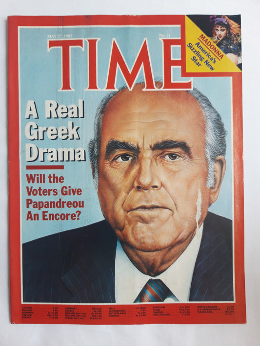 Time magazine A Real Greek Drama Papandreou Madonna America´s Sizzling New Star 27.05.1985 Mai 1985 No.21