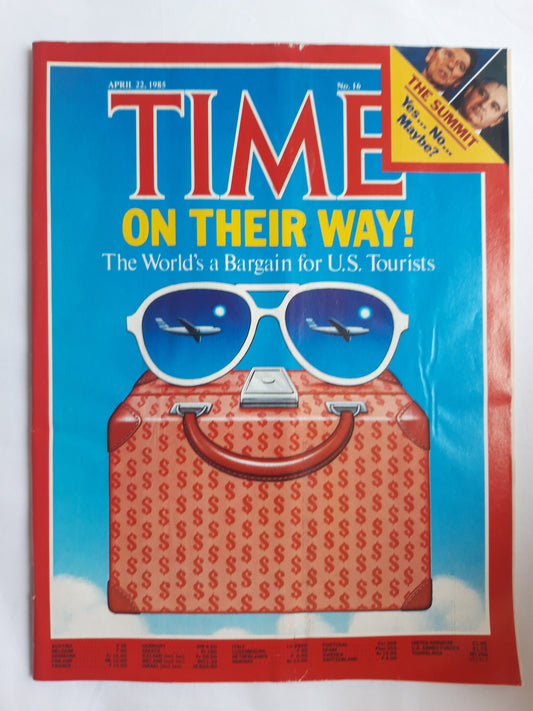 Time magazine On their Way! The World`s Bargain for U.S. Tourists The Summit 22.04.1985 April 1985 No.16